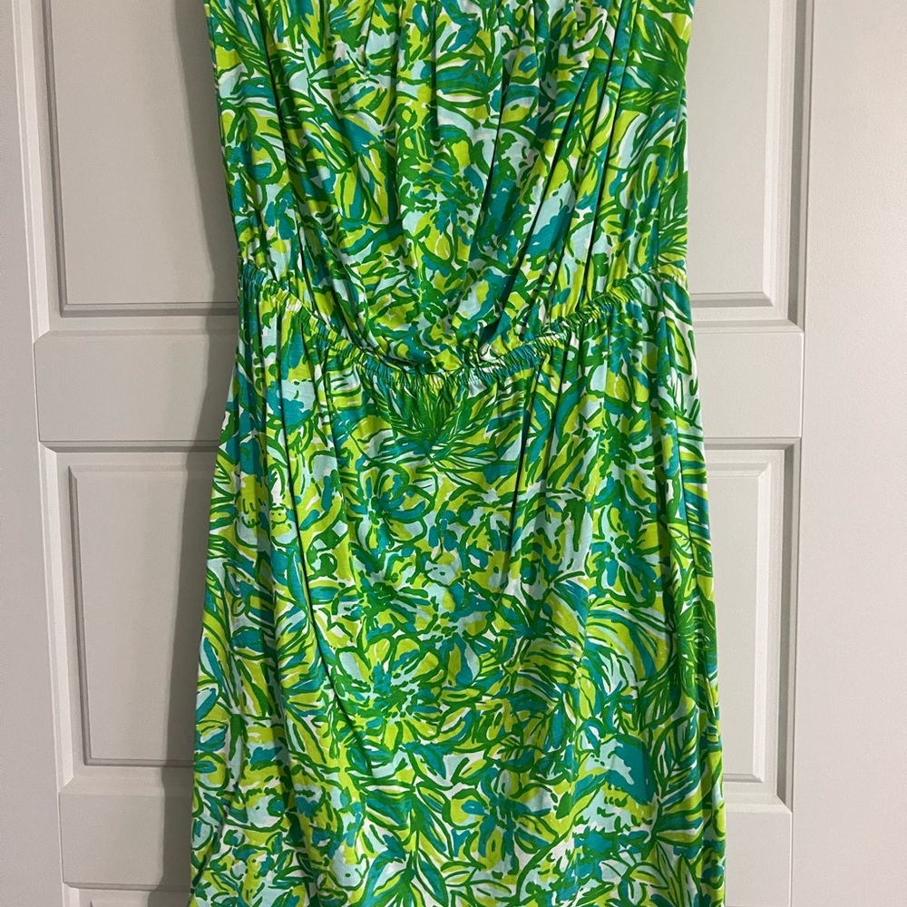 Vibrant Green and Blue Patterned Dress